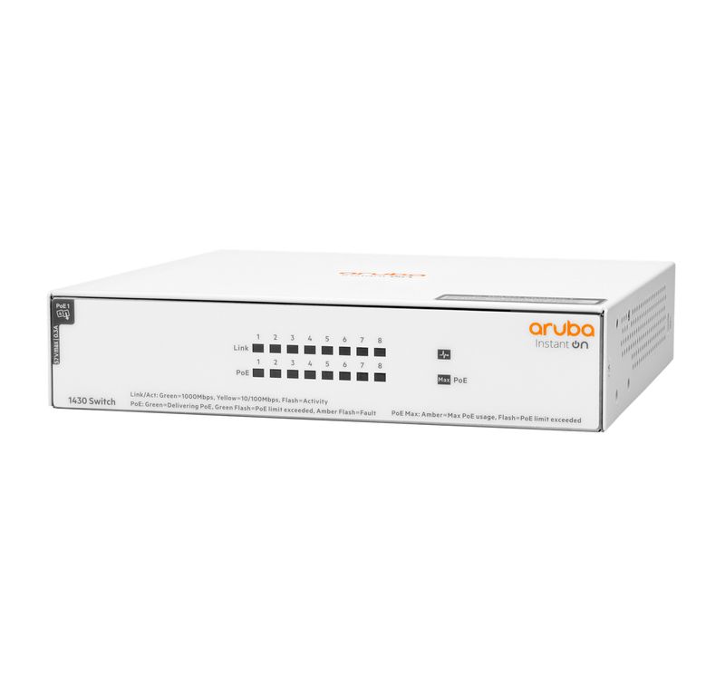 Aruba-Instant-On-1430-8G-Class4-PoE-64W-Non-gestito-L2-Gigabit-Ethernet--10-100-1000--Supporto-Power-over-Ethernet--PoE--Bianco