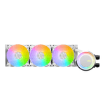MSI MAG CORELIQUID E360 BIANCO Liquid Cooler - Piastra di raffreddamento in rame, ARGB Blockhead & ventole FDB