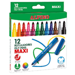 Confezione Alpine da 12 pennarelli maxi spessi - punta 6 mm - colori super lavabili, resistenti, resistenti e luminosi -