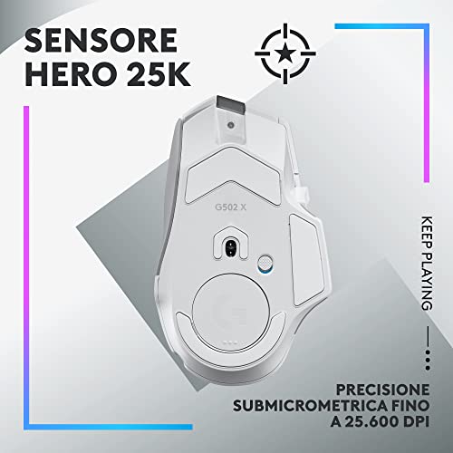 Logitech-G-G502-X-PLUS---Mouse-Gaming-Wireless-Bianco-con-RGB-e-Sensore-HERO-25K