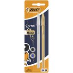 Bic Crystal Shine Pacco di 2 Boligrafos Boligraphs - Punta media da 1,0 mm - inchiostro a base di olio - Argento e corpo