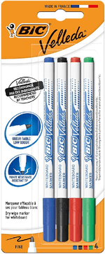 BIC-VELLEDA-1721-Pacchetto-di-4-marker-in-ardesia---punta-sottile---ictus-da-16-mm---cancellazione-ottimale---colori-or