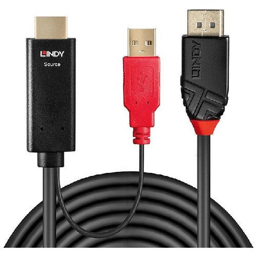 Lindy-41426-cavo-e-adattatore-video-2-m-DisplayPort-HDMI-A-USB-A-Nero-Rosso