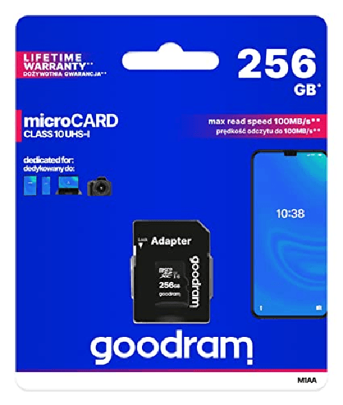 Goodram Micro SD UHS Goodram 256GB Classe 10 con Adattatore SD