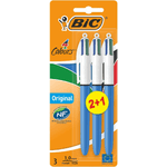 BIC 4 Colori Pacchetto originale di 3 boligrafi a sfera retrattile - Punt medio da 1,0 mm