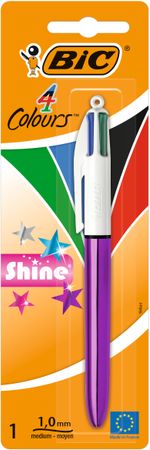 BIC-4-Colurs-Shine-Boligraph-di-sfera-retrattile---10-mm-punta-media---inchiostro-a-base-di-olio---4-colori-di-inchiost