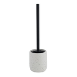Cleafe-porta Scopino Con Scopettino Nero Wc Bagno Ceramica Bianco Effetto Pietra Granito 87808 -
