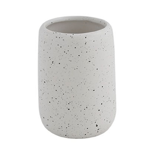 Cleafe-bicchiere Porta Spazzolini In Ceramica Bianco Effetto Pietra Granito Bagno 87806 -