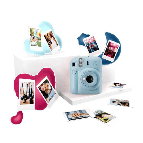Fujifilm-Pack-Best-Memories-Instax-Mini-12-Pastel-Blue-Camara-Instantanea---Film-Instax-Mini-10ud.---3-Portafotos---Tama