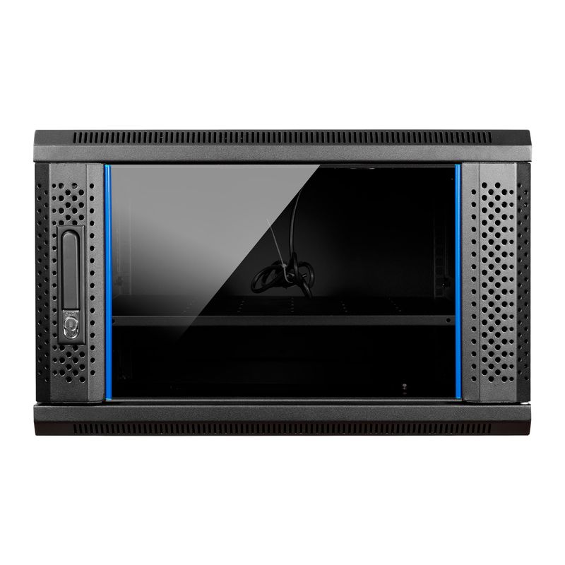 Aiten-Data-AI6606-Pensile-6U-profondita-600---Porta-in-vetro---Blocco-di-sicurezza---Include-vassoio-fisso-e-ventola-da-120-mm---Colore-nero