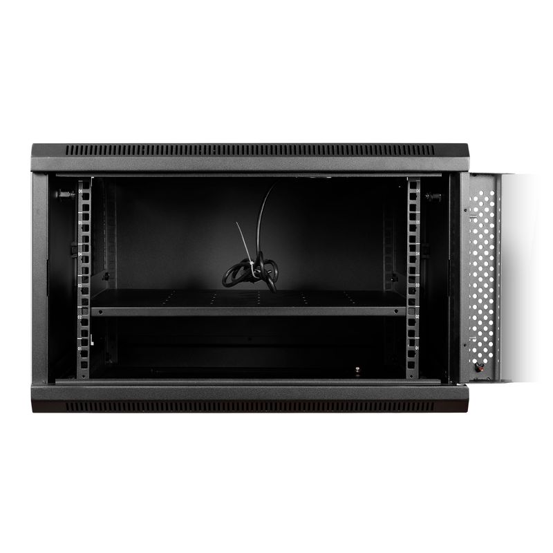 Aiten-Data-AI6606-Pensile-6U-profondita-600---Porta-in-vetro---Blocco-di-sicurezza---Include-vassoio-fisso-e-ventola-da-120-mm---Colore-nero