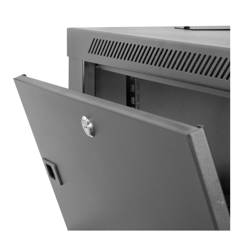 Aiten-Data-AI6606-Pensile-6U-profondita-600---Porta-in-vetro---Blocco-di-sicurezza---Include-vassoio-fisso-e-ventola-da-120-mm---Colore-nero