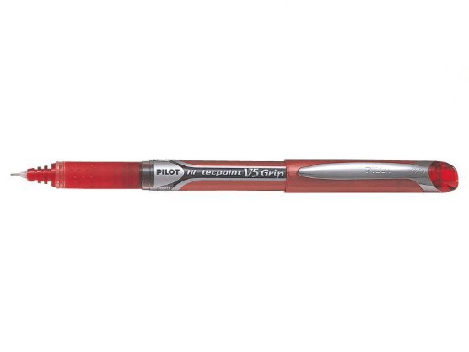 Penna-a-inchiostro-liquido-Pilot-Hi-Tecpoint-V5-Grip---Punta-ago-fine-05-mm---Corsa-03-mm---Colore-rosso