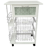 Carrello da Cucina Laval con 3 Cesti in Mdf 57x37cm-H83cm Bianco-Grigio