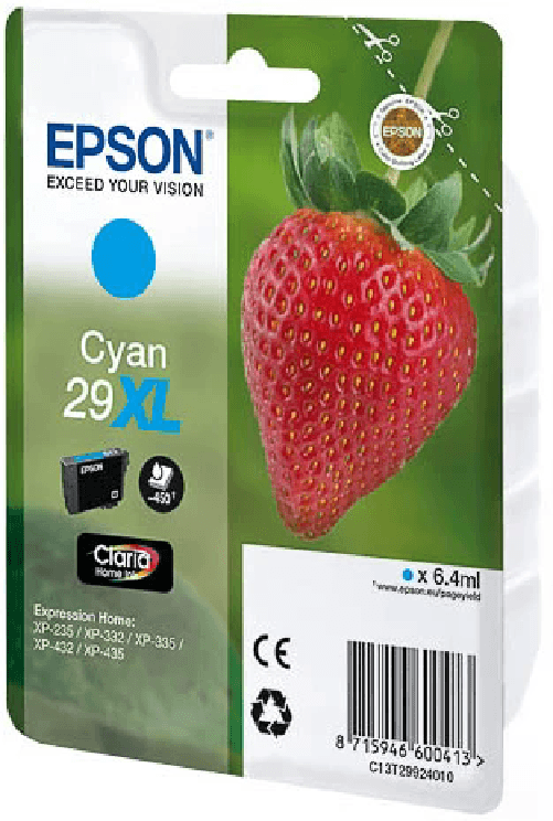 Epson ORIGINALE Epson Cartuccia d&#39inchiostro ciano C13T29924012 29 XL 450 pagine 64ml XL