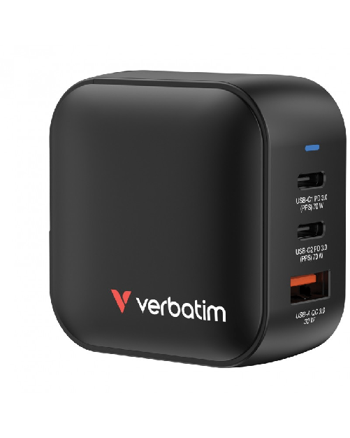 Verbatim Mini GaN Charger 70W Universale Nero AC Ricarica rapida Interno