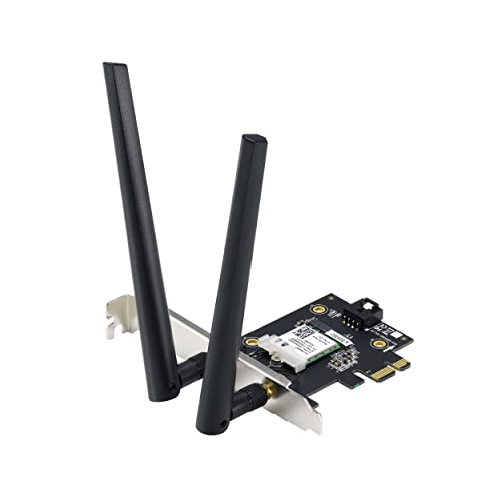 ASUS AXE5400 Adattatore WiFi 6E PCI-E con 2 Antenne Esterne, Supporta Banda 6GHz, 160MHz, Bluetooth 5.2