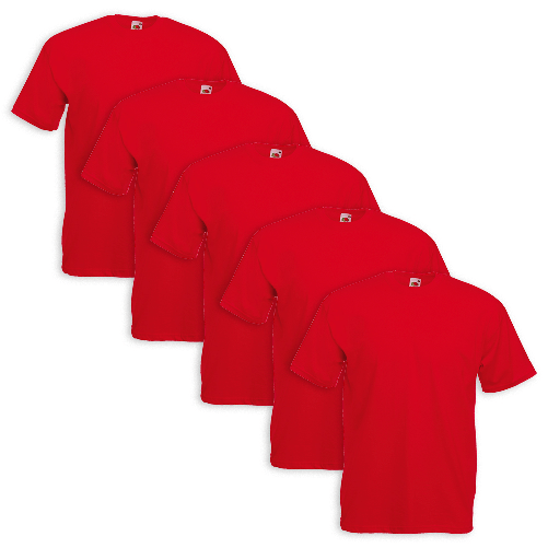 Set 5 T-Shirt Fruit Of The Loom Cotone Modello Valueweight Multicolore