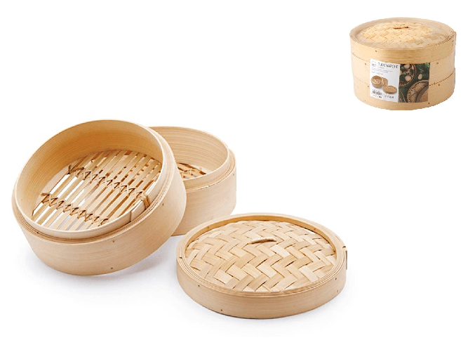 Pengo-Cuocivapore-in-Bambu--3-Pezzi-diametro-25-cm-Cestello-singolo-per-cottura-a-vapore