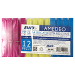Mollette Bucato Plastica Colorate 12 Pezzi Bib