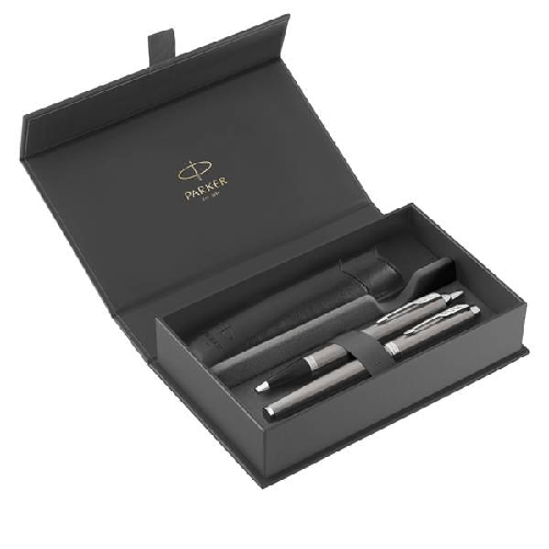 PARKER Gift Set IM Stainless Steel Edition CT - sfera + stilografica - punta media - acciaio - Parker