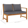 vidaXL-Panca-da-Giardino-1145cm-con-Cuscino-Grigio-Massello-di-Acacia