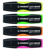 Stabilo-Green-Boss-Set-de-Mesa-de-4-Marcadores-Fluorescentes-83--Plastico-Reciclado---Bloc-de-Notas-Adhesivas-100--Papel