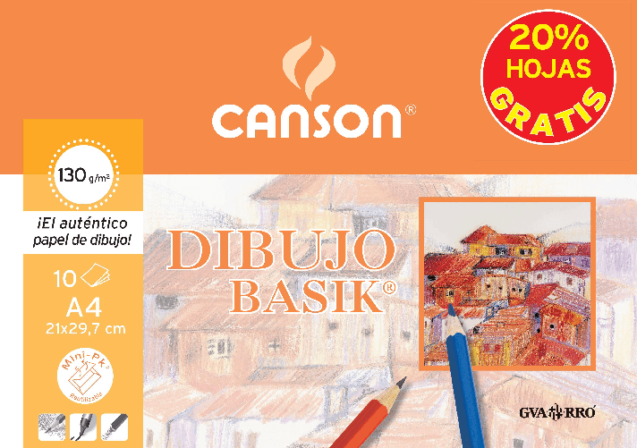 Canson-Minipack-Promo-10-Dragni-di-Basik-Liso---21x297---130-g---20--fogli-gratuiti---Colore-bianco