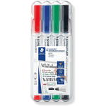 Staedtler Lumocolor Whiteboard Compact 341 Confezione da 4 pennarelli per lavagna - Asciugatura rapida - Colori assortit