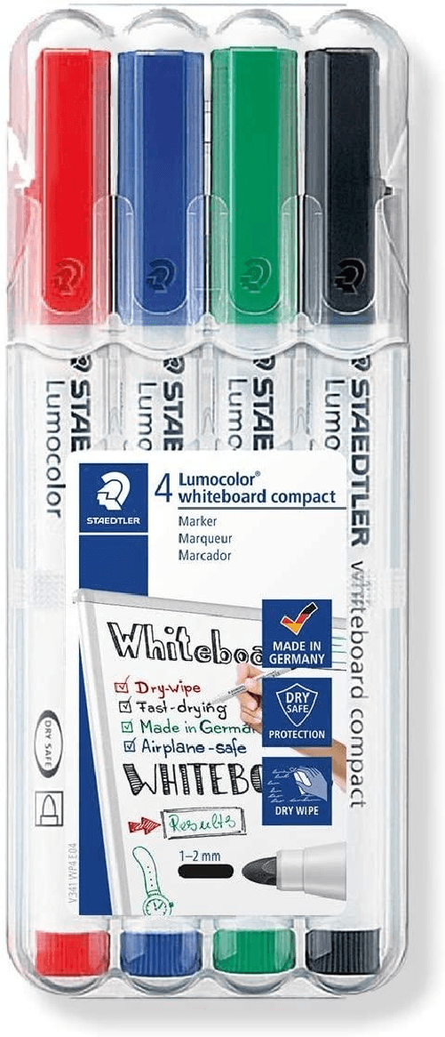 Staedtler-Lumocolor-Whiteboard-Compact-341-Confezione-da-4-pennarelli-per-lavagna---Asciugatura-rapida---Colori-assortit