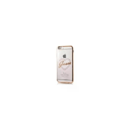 Celly-Custodia-Morbida-Rifiniture-Oro-Cuore-e-Scritta-Guess-Trasparente-per-iPhone-6-6S