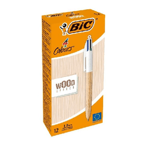 Bic Confezione 12 Penne 4 Colori Wood