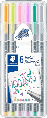 Staedtleler-Triplus-Finelliner-334-Pacchetto-di-6-marcatori-di-punta-fine---03-mm---Inchiostro-a-base-d-acqua---Colori-