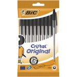 BIC Cristal Original, Penne Nere a Sfera (Punta 1mm), Confezione da 10