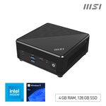 MSI Cubi N ADL-001EU Intel® N N200 4 GB DDR4-SDRAM 128 GB SSD Windows 11 Pro Mini PC Nero