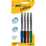 Bic Velleda BIC 1741 Pacchetto di 4 marker in ardesia - Punta centrale - ictus da 1,4 mm - Cancella ottimale