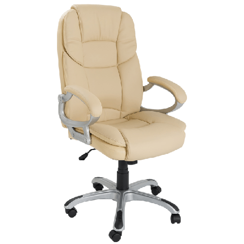Poltrona-regolabile-e-girevole-da-Ufficio-Presidenziale-direzionale-ergonomica-Modello-Silky-in-ecopelle-colore-beige