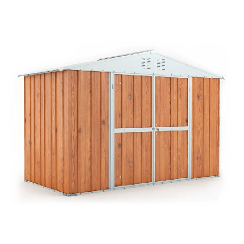 Box-in-lamiera-327x155cm-x-h2.15m---114KG---5.06mq-casetta-attrezzi-giardino-Acciaio-Zincato---LEGNO