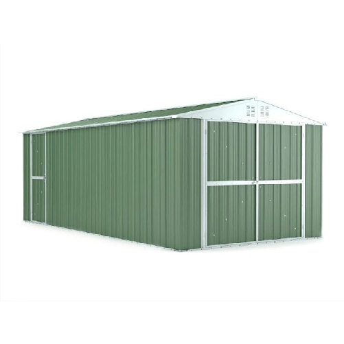 Garage-lamiera-327x611cm-x-h2.35m---346KG-–-1998mq-Box-auto-in-Acciaio-Zincato---VERDE