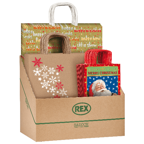 REX SADOCH Espositore 100pz shopper natale fantasie assortite Sadoch