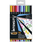 Bic Intensity Fine Pack de 10 Rotuladores - Punta Fina de 0.8mm - Trazo de 0.4mm - Tinta con Base de Agua - Colores Surt