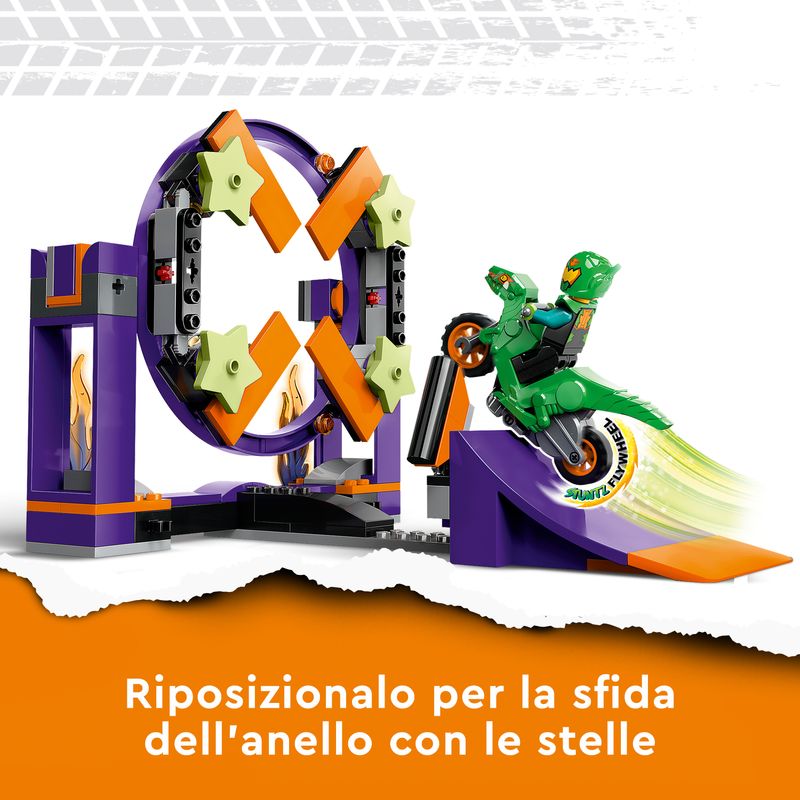 LEGO-City-Stuntz-60359-Sfida-Acrobatica--Schiacciata-sulla-Rampa-Set-2-in-1-con-Moto-Giocattolo-Dinosauro-Carica-e-Vai