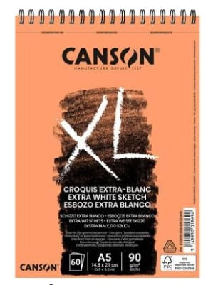 CANSON-Album-spiralato-lato-corto-XL-EXTRA-WHITE-A4-120-fg.-90-gr-Canson