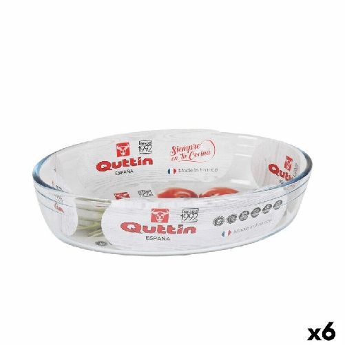 Pirofila da Forno Quttin   Vetro Ovale 1,8 L 26,2 x 17,8 x 6,1 cm (6 Unità)