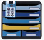 EXACOMPTA-Cassettiera-A4-6-cassetti-BIG-BOX-MAXI-nero-multicolore-Bee-Blue-Exacompta