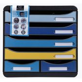 Exacompta 3124202D organizzatore per cassetto di scrivania Plastica Nero, Blu, Giallo