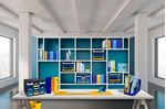 EXACOMPTA-Cassettiera-A4-6-cassetti-BIG-BOX-MAXI-nero-multicolore-Bee-Blue-Exacompta