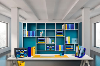 EXACOMPTA-Cassettiera-A4-6-cassetti-BIG-BOX-MAXI-nero-multicolore-Bee-Blue-Exacompta