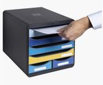 EXACOMPTA-Cassettiera-A4-6-cassetti-BIG-BOX-MAXI-nero-multicolore-Bee-Blue-Exacompta