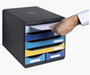 EXACOMPTA-Cassettiera-A4-6-cassetti-BIG-BOX-MAXI-nero-multicolore-Bee-Blue-Exacompta